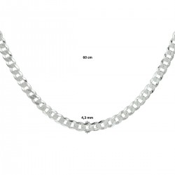 Zilveren  gourmette collier  8-zijdes geslepen 4,3 mm 60cm - 53638