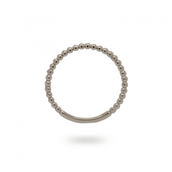 24Kae Ring met bolletjes structuur zilver gerhodineerd 12426S MAAT 16,5 - 48595