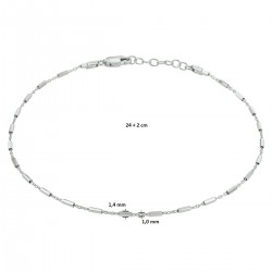 Zilveren enkelbandje buisjes 1,4 mm 24 + 2 cm - 50328