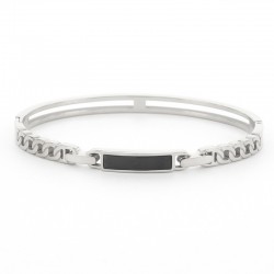 Kalli Kalli  Ankerschakel Zwarte Inleg armband edelstaal Zilverkleurig Maat 58 - 51891