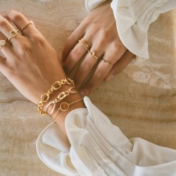 24Kae Armband met beige touw zilver verguld 22420Y MAAT 18cm - 48604