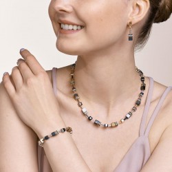 Coeur de Lion  Necklace GeoCUBE®  grey-gold 42+6 cm - 48342