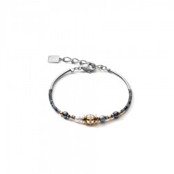 Coeur de Lion Bracelet Ball Gemstones & Crystal Pearls grey-gold 18+3 cm - 48352