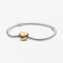 Pandora Moments Snake Chain Armband met Hartsluiting goud kleur MAAT 19 - 52771