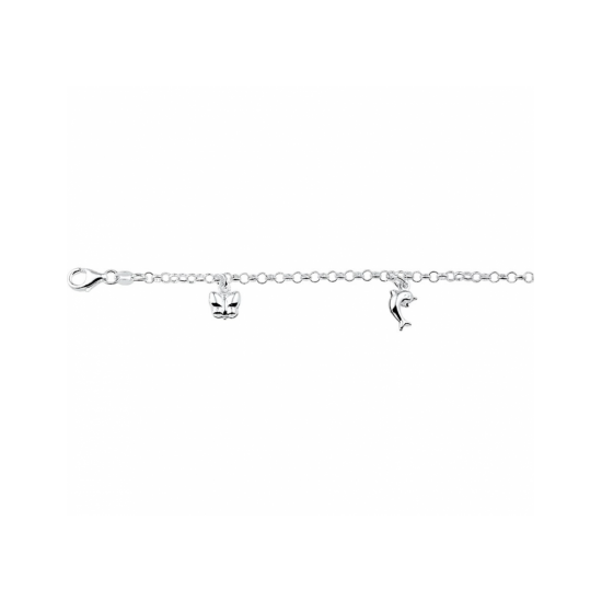armband diverse bedels 15 cm zilver - 59009