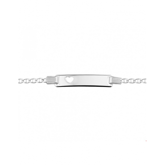 Zilveren Graveerarmband hart plaat 16-18 cm - 40081