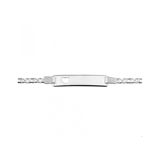 Zilveren Graveerarmband hart plaat 6 mm 16-18 cm - 40082
