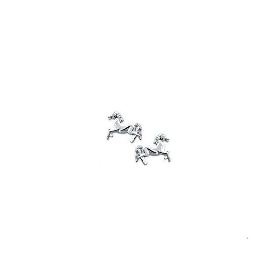 Zilver Oorknoppen paard - 40104