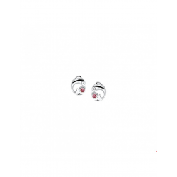 Zilver Oorknoppen dolfijn zirkonia roze - 40107
