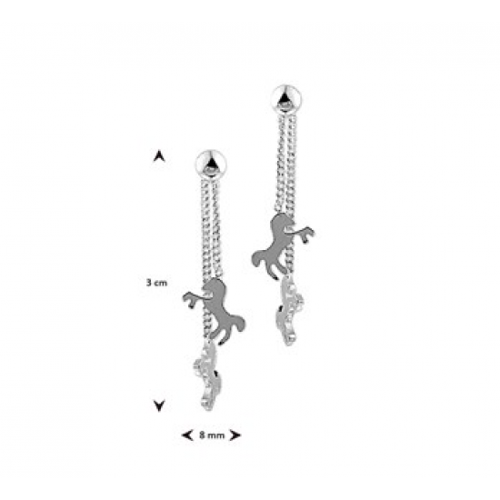 Zilver Oorhangers paard - 40118