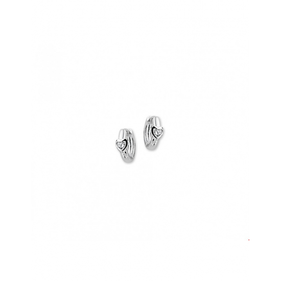 Zilveren klapoorringen hart zirkonia - 40119