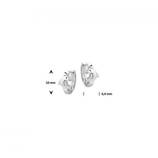 Zilver Klapcreolen dolfijn - 40122