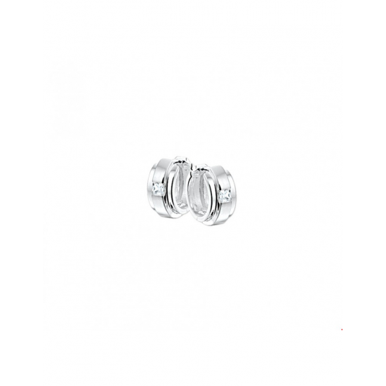 Zilver Klapcreolen zirkonia poli/mat - 40126