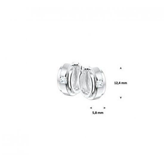 Zilver Klapcreolen zirkonia poli/mat - 40126