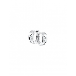 Zilver Klapcreolen zirkonia poli/mat 14,5mm - 40127