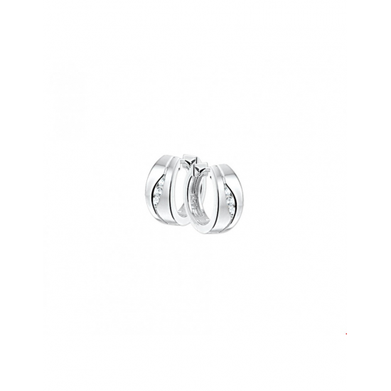 Zilver Klapcreolen zirkonia poli/mat 14,5mm - 40127