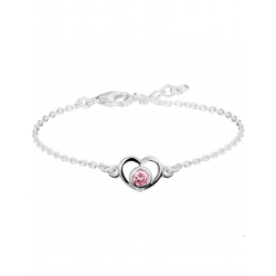 Zilveren Armband hart en zirkonia 13 - 15 cm - 40145