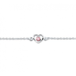 Zilveren Armband hart en zirkonia 13 - 15 cm - 40145