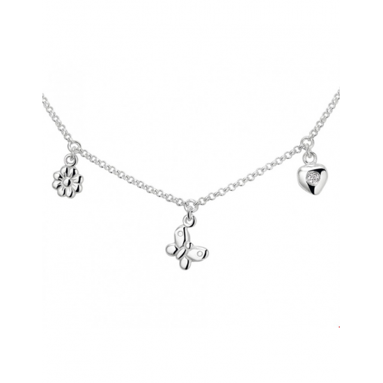 Zilver Collier diverse bedels 35 + 3 cm - 40148