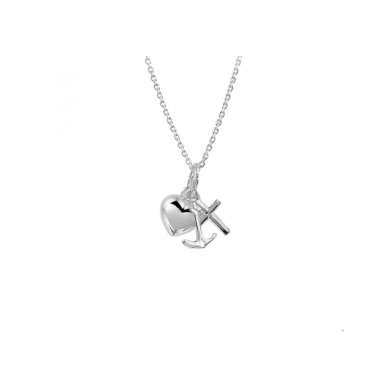 Zilver Collier hoop, geloof en liefde 41 + 4 cm - 40162