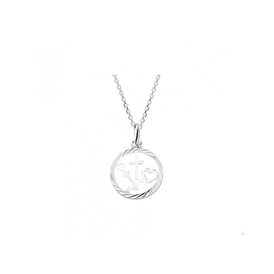 Zilver Collier hoop, geloof en liefde 1,3 mm 41 + 4 cm - 40163