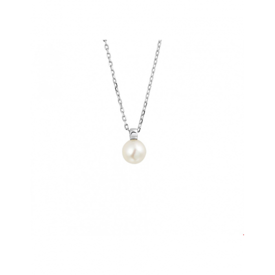 Zilver Collier parel 40 + 4 cm - 40167