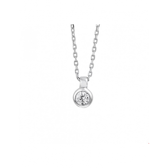 Zilver Collier zirkonia 40 + 4 cm - 40168