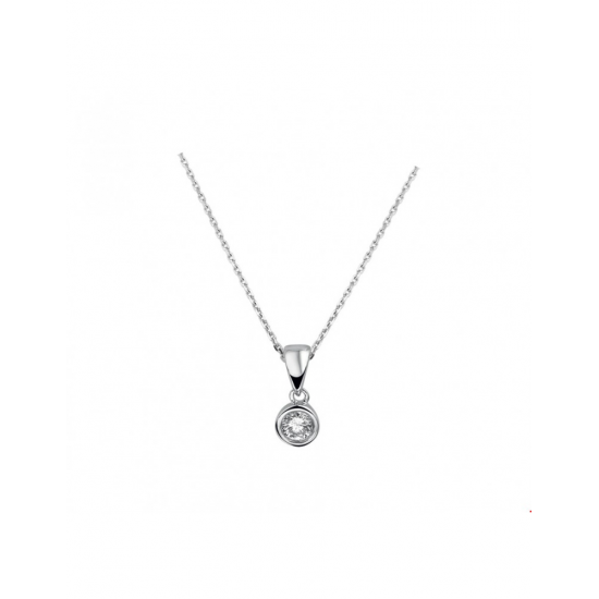 Zilver Collier zirkonia 41 + 4 cm - 40172