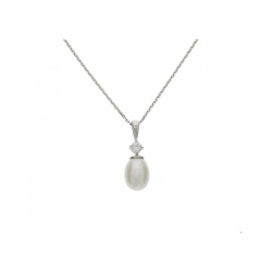 Zilver Collier parel 41 + 4 cm - 40173