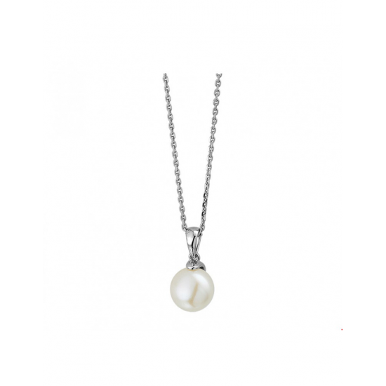Zilver Collier parel 41 + 4 cm - 40174