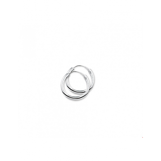 Zilveren Oorringen ronde buis 14x2mm. - 40180