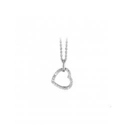 Zilver Collier hart zirkonia 41 + 4 cm - 40192