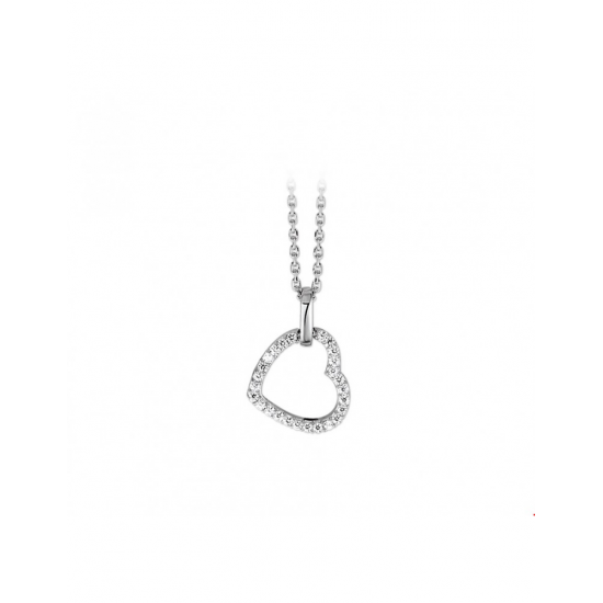 Zilver Collier hart zirkonia 41 + 4 cm - 40192