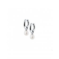 Zilveren Klapoorringen parel 15mm - 40215
