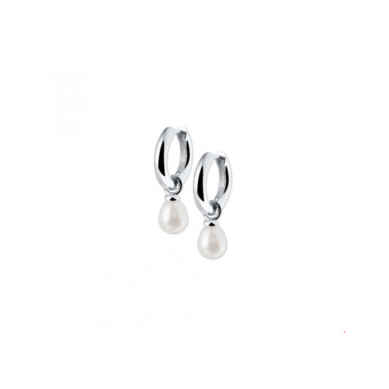 Zilveren Klapoorringen parel 15mm - 40215