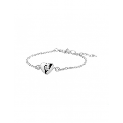Zilver Armband hart en zirkonia 13 + 3 cm - 40219