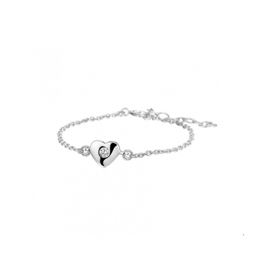 Zilver Armband hart en zirkonia 13 + 3 cm - 40219