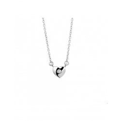 Zilver Collier hart en zirkonia 36 + 4 cm - 40220