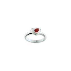 Zilveren ring lieveheersbeestje hart 8mm - 40228