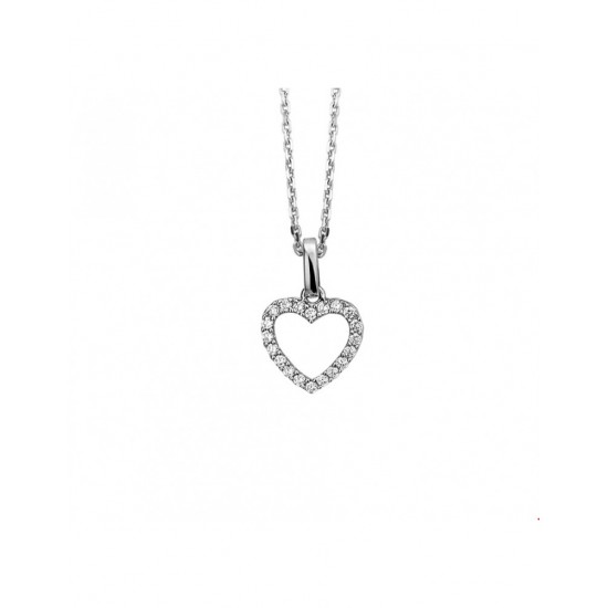 Zilveren collier hart zirkonia MAAT 41+4 cm - 40247
