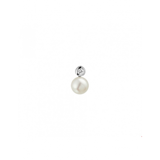 Zilveren Hanger parel en zirkonia - 40294