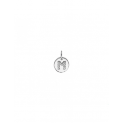 Zilver Bedel letter M zirkonia - 40314 Zilver Bedel letter M zirkonia - 40314