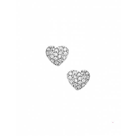 Zilver Oorknoppen hart zirkonia - 40320