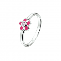 Zilver Ring bloem en zirkonia MAAT 14 - 40324