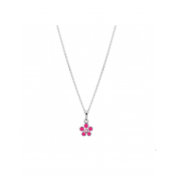 Zilver Collier bloem en zirkonia 36 + 4 cm - 40328