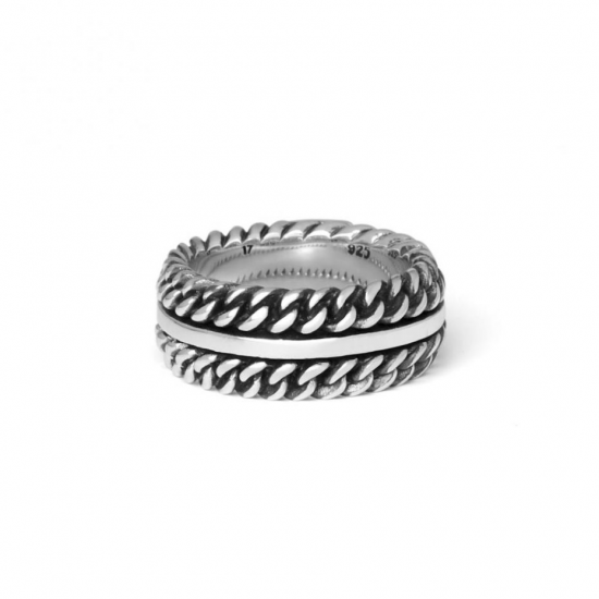 Buddha to Buddha 788 Chain Texture Ring Silver MAAT 19 - 40881