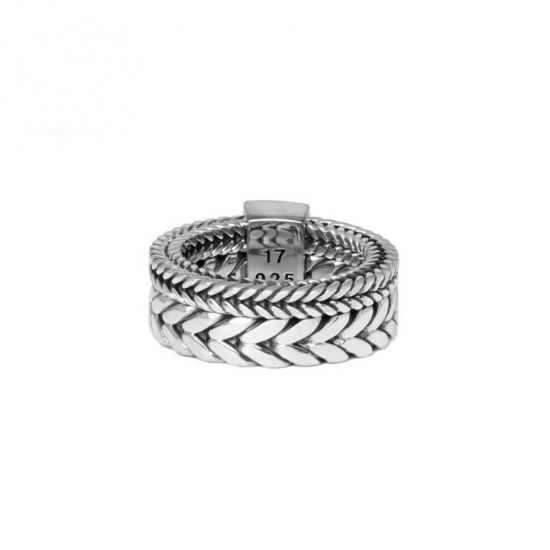Buddha to Buddha 609 Barbara Double Ring Silver MAAT 16 - 41096
