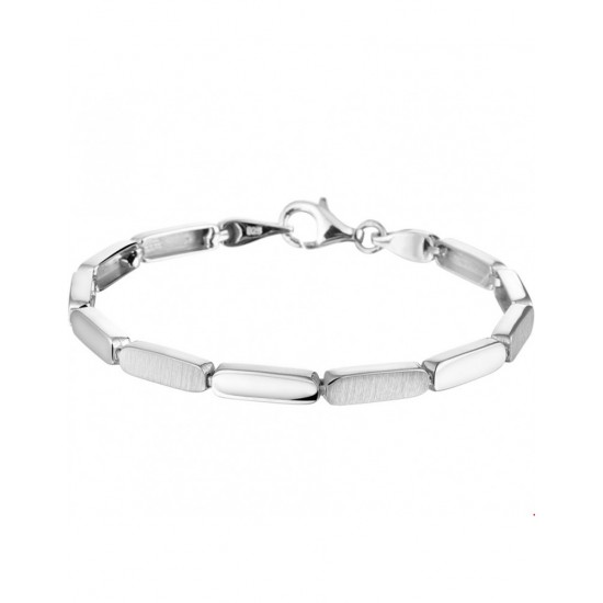 Zilveren schakel armband mat/glans - 41606
