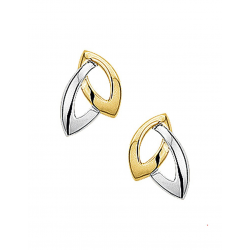 Gouden Bicolor wit / geel oorknoppen 9,5 x 10mm - 41977