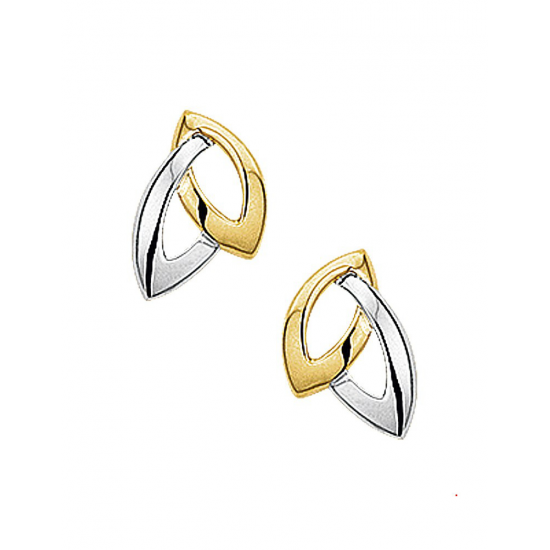 Gouden Bicolor wit / geel oorknoppen 9,5 x 10mm - 41977